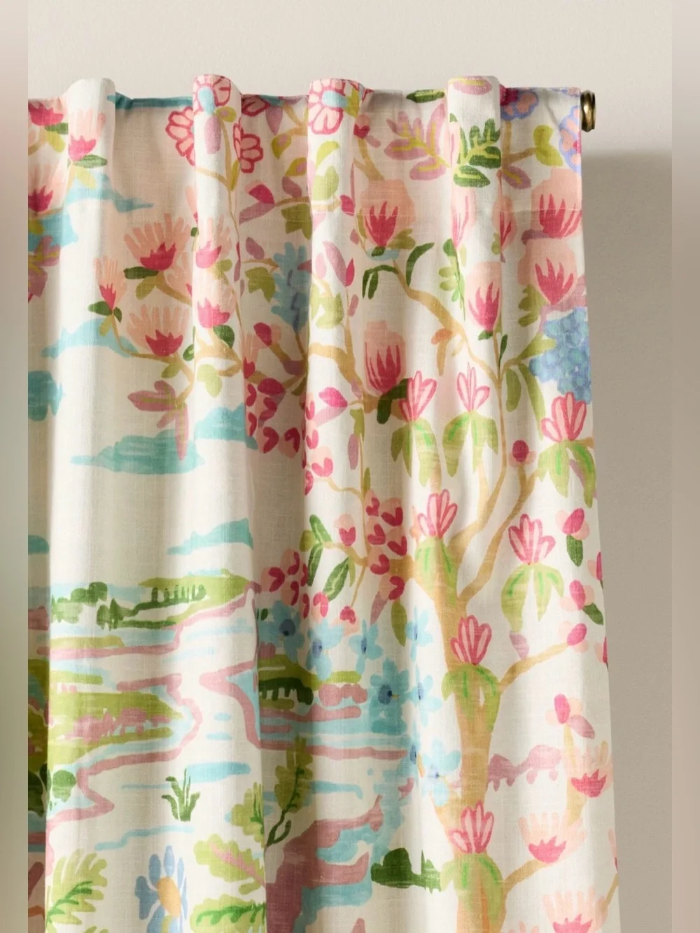 Anthropologie Organic Cotton Tales Menagerie Printed Blackout Curtains, 50x84